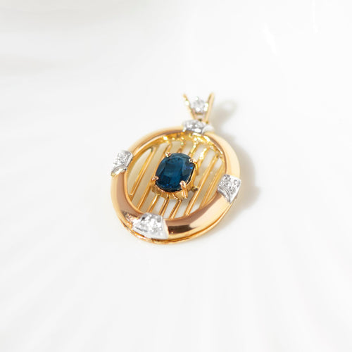 Pendentif Pendentif vintage en or jaune 14k, saphir et diamants 58 Facettes HJ062670