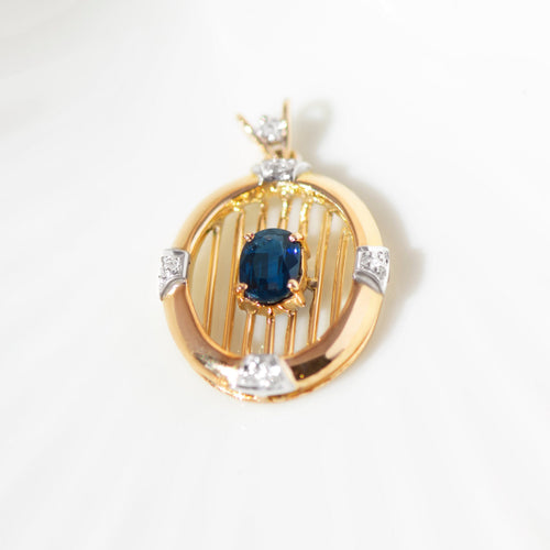 Pendentif Pendentif vintage en or jaune 14k, saphir et diamants 58 Facettes HJ062670