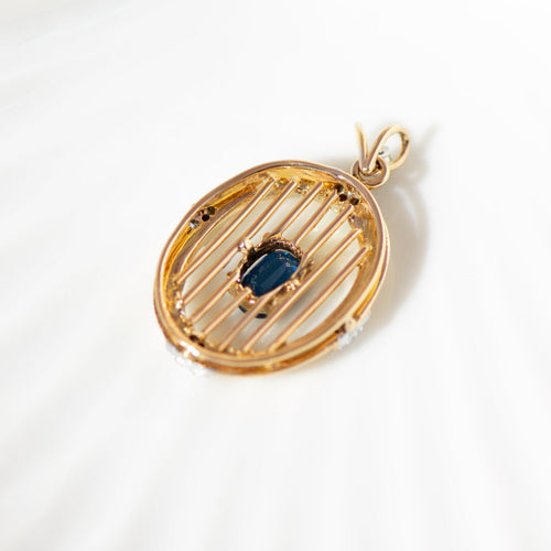Pendentif Pendentif vintage en or jaune 14k, saphir et diamants 58 Facettes HJ062670
