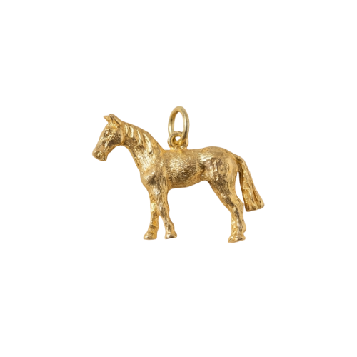 Pendentif cheval vintage en or jaune 14K