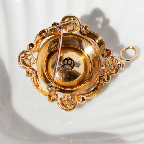 Broche Broche édouardienne en or jaune 18k, diamants et perles 58 Facettes HJ062665
