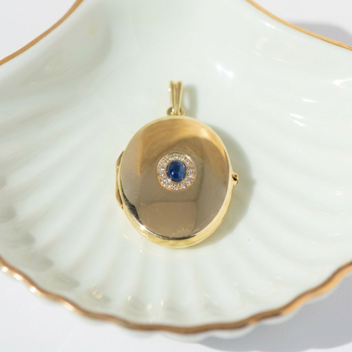 Pendentif Médaillon vintage en or jaune 18k avec saphir et diamants 58 Facettes HJ062667