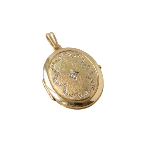 Médaillon vintage en or jaune 585 et diamants