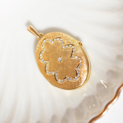 Pendentif Médaillon vintage en or jaune 585 et diamants 58 Facettes HJ062668