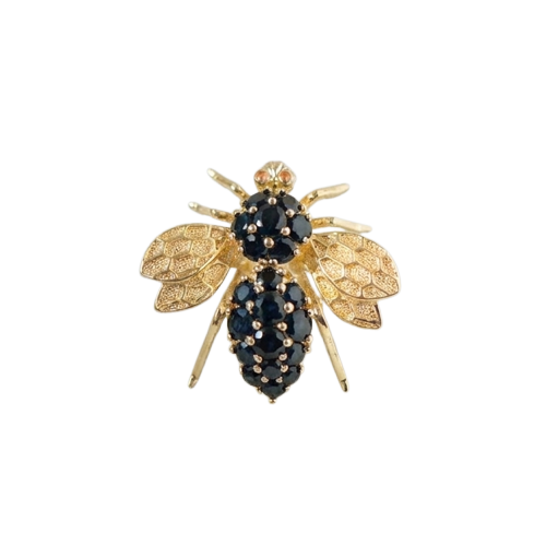 Broche abeille vintage en or jaune 585 et saphirs