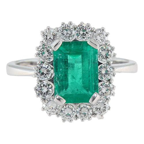 Bague 59 Bague en or blanc avec émeraude 2,47 ct et diamants 58 Facettes G4039