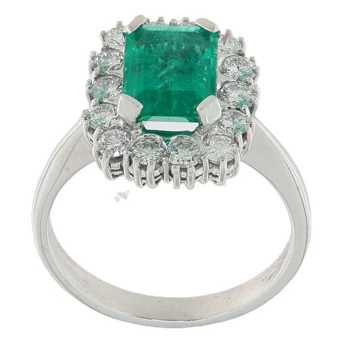 Bague 59 Bague en or blanc avec émeraude 2,47 ct et diamants 58 Facettes G4039