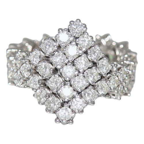 Bague 55 Bague losange en or blanc 18k pavée de diamants 58 Facettes G4038