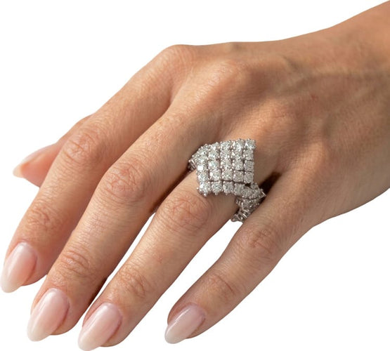 Bague 55 Bague losange en or blanc 18k pavée de diamants 58 Facettes G4038
