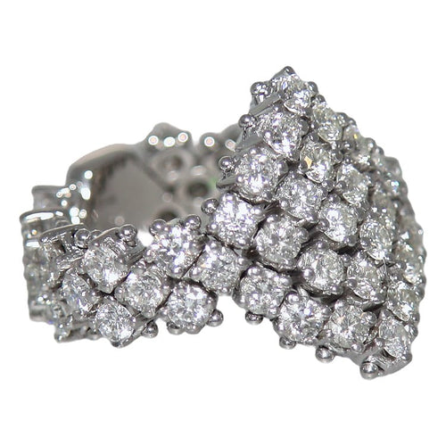 Bague 55 Bague losange en or blanc 18k pavée de diamants 58 Facettes G4038