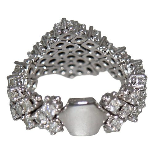 Bague 55 Bague losange en or blanc 18k pavée de diamants 58 Facettes G4038