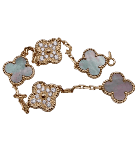 Van Cleef & Arpels - Bracelet Vintage Alhambra diamants et nacre grise