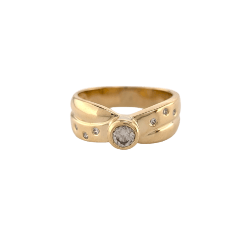 Bague 51 Bague ruban en or jaune et diamants 58 Facettes 38080