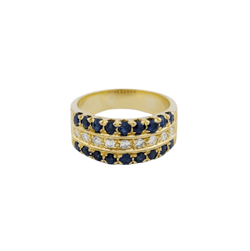 Bague 55 Bague en or jaune, diamants et saphirs 58 Facettes 33775