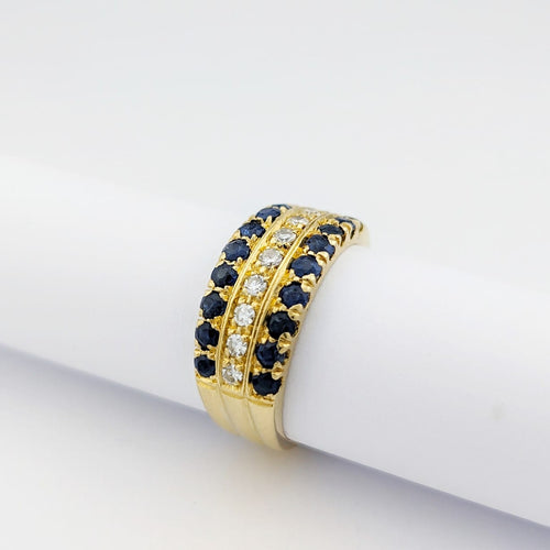 Bague 55 Bague en or jaune, diamants et saphirs 58 Facettes 33775