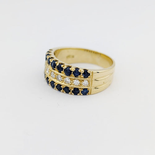 Bague 55 Bague en or jaune, diamants et saphirs 58 Facettes 33775