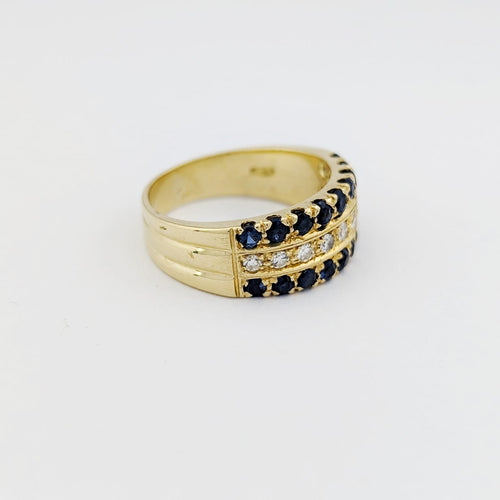 Bague 55 Bague en or jaune, diamants et saphirs 58 Facettes 33775