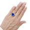 Bague 51 Bague en platine, saphir coussin et diamants triangles 58 Facettes 36038