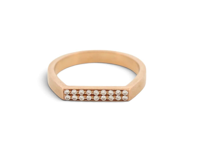 Bague 45 Vanrycke - Chevalière Bonnie and Clyde en or rose 18k et diamants 58 Facettes 277181