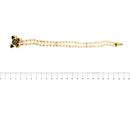 Bracelet Bracelet double rang de perles et diamants en or jaune 18 ct 58 Facettes 27351