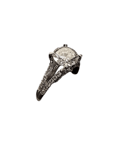 Bague 56 Bague solitaire en or blanc 18K avec diamants 58 Facettes Ref AN12MT