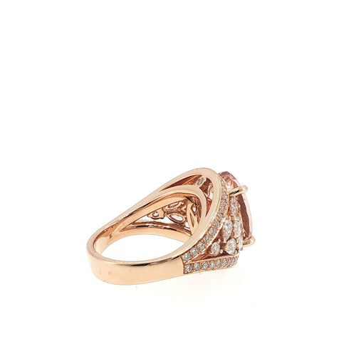 Bague 54 Bague en or rose 18 carats, morganite et diamants 58 Facettes UN-1691