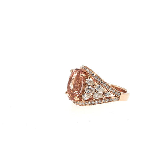 Bague 54 Bague en or rose 18 carats, morganite et diamants 58 Facettes UN-1691