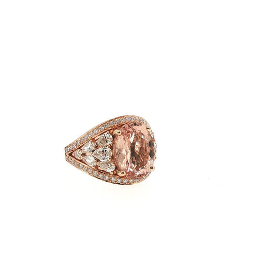 Bague 54 Bague en or rose 18 carats, morganite et diamants 58 Facettes UN-1691