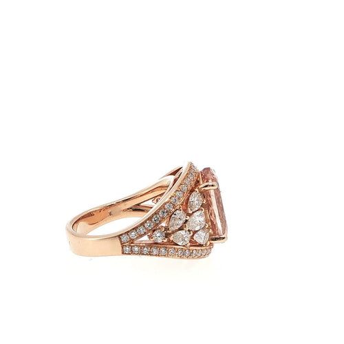 Bague 54 Bague en or rose 18 carats, morganite et diamants 58 Facettes UN-1691