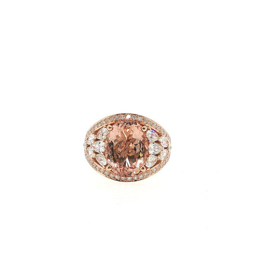 Bague 54 Bague en or rose 18 carats, morganite et diamants 58 Facettes UN-1691