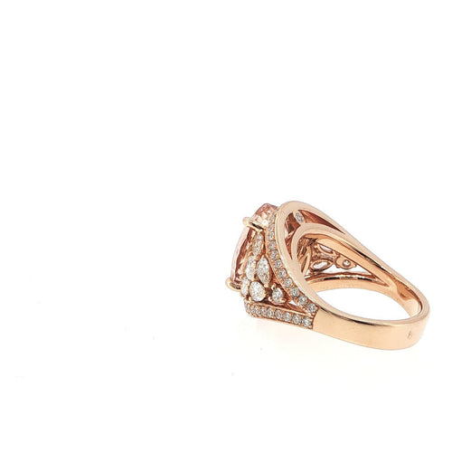 Bague 54 Bague en or rose 18 carats, morganite et diamants 58 Facettes UN-1691