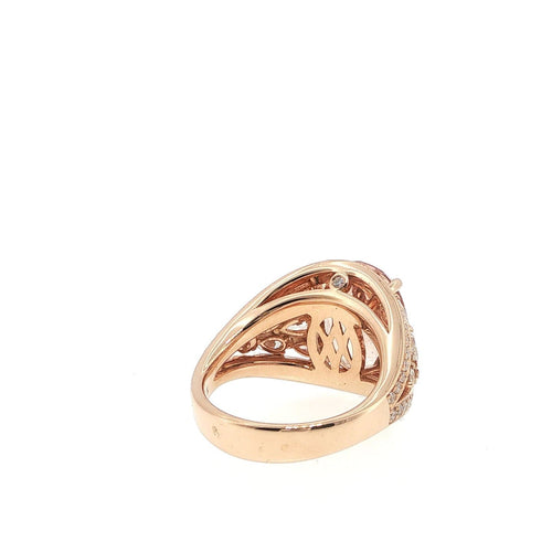 Bague 54 Bague en or rose 18 carats, morganite et diamants 58 Facettes UN-1691