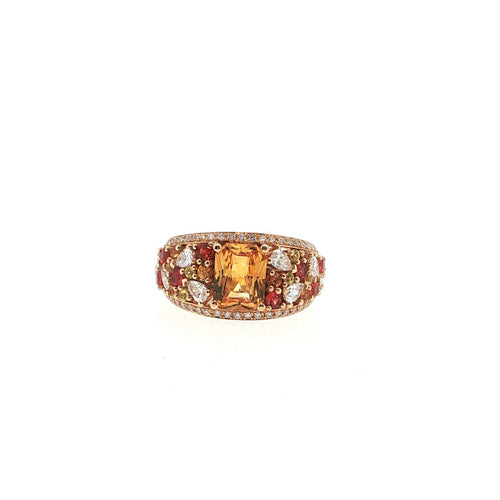 Bague 55 Bague en or rose 18 carats, saphirs multicolores et diamants 58 Facettes UN-1692