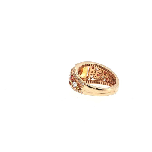 Bague 55 Bague en or rose 18 carats, saphirs multicolores et diamants 58 Facettes UN-1692
