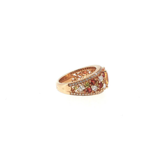 Bague 55 Bague en or rose 18 carats, saphirs multicolores et diamants 58 Facettes UN-1692