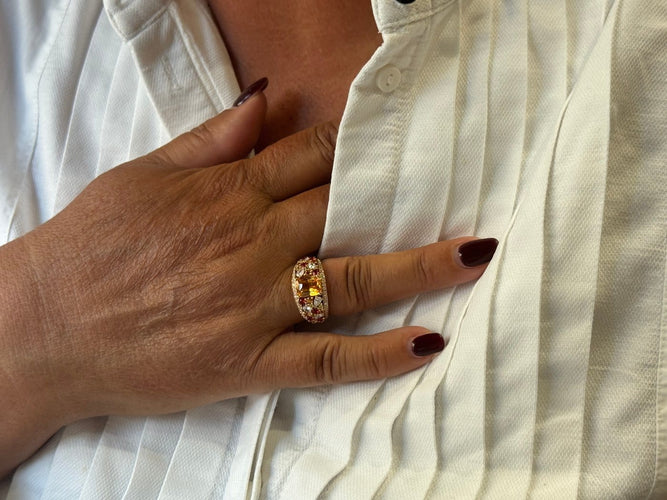 Bague 55 Bague en or rose 18 carats, saphirs multicolores et diamants 58 Facettes UN-1692