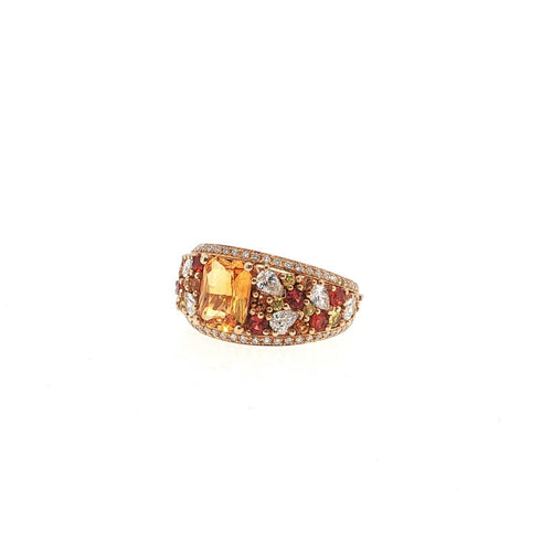 Bague 55 Bague en or rose 18 carats, saphirs multicolores et diamants 58 Facettes UN-1692