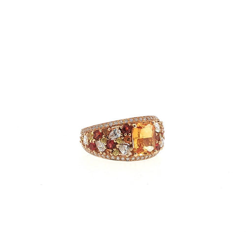 Bague 55 Bague en or rose 18 carats, saphirs multicolores et diamants 58 Facettes UN-1692