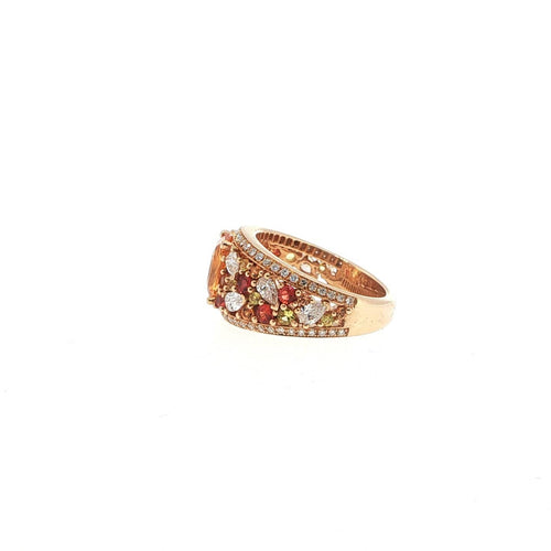 Bague 55 Bague en or rose 18 carats, saphirs multicolores et diamants 58 Facettes UN-1692