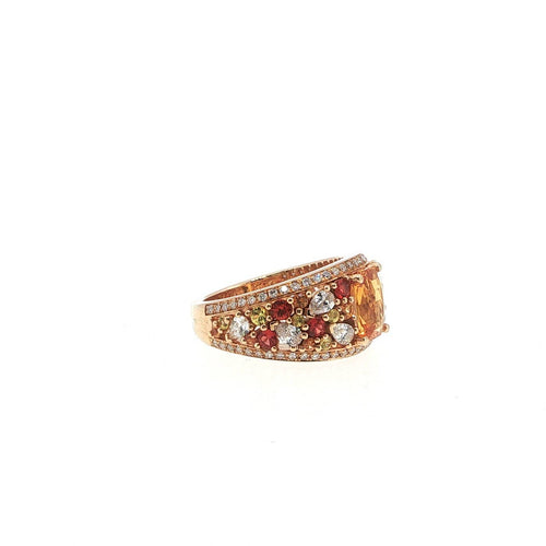 Bague 55 Bague en or rose 18 carats, saphirs multicolores et diamants 58 Facettes UN-1692