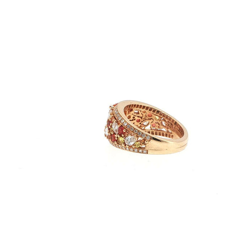 Bague 55 Bague en or rose 18 carats, saphirs multicolores et diamants 58 Facettes UN-1692