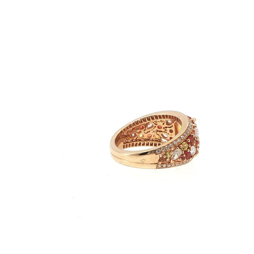 Bague 55 Bague en or rose 18 carats, saphirs multicolores et diamants 58 Facettes UN-1692