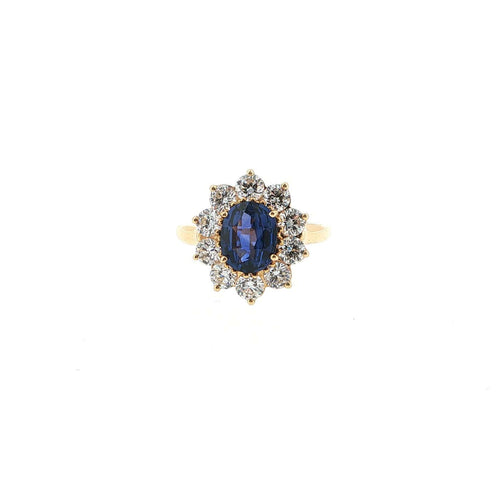 Bague 54 Bague en or jaune 18 carats, saphir bleu et diamants 58 Facettes UN-1694