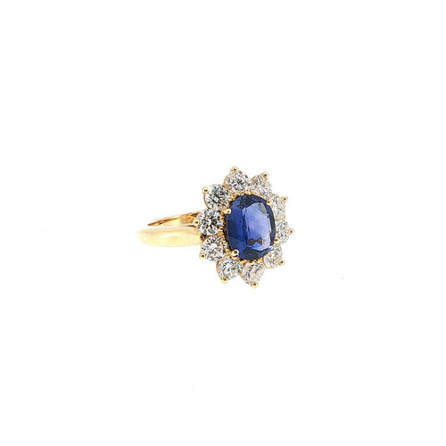 Bague 54 Bague en or jaune 18 carats, saphir bleu et diamants 58 Facettes UN-1694