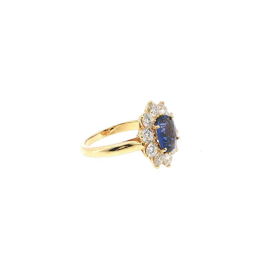 Bague 54 Bague en or jaune 18 carats, saphir bleu et diamants 58 Facettes UN-1694