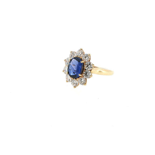 Bague 54 Bague en or jaune 18 carats, saphir bleu et diamants 58 Facettes UN-1694