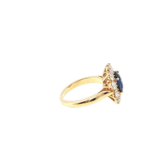 Bague 54 Bague en or jaune 18 carats, saphir bleu et diamants 58 Facettes UN-1694