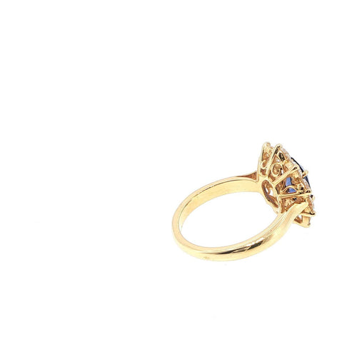 Bague 54 Bague en or jaune 18 carats, saphir bleu et diamants 58 Facettes UN-1694