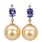 Boucles d'oreilles Boucles d'oreilles en or jaune 18 kt, tanzanites, perles et diamants 58 Facettes R0059