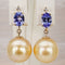 Boucles d'oreilles Boucles d'oreilles en or jaune 18 kt, tanzanites, perles et diamants 58 Facettes R0059